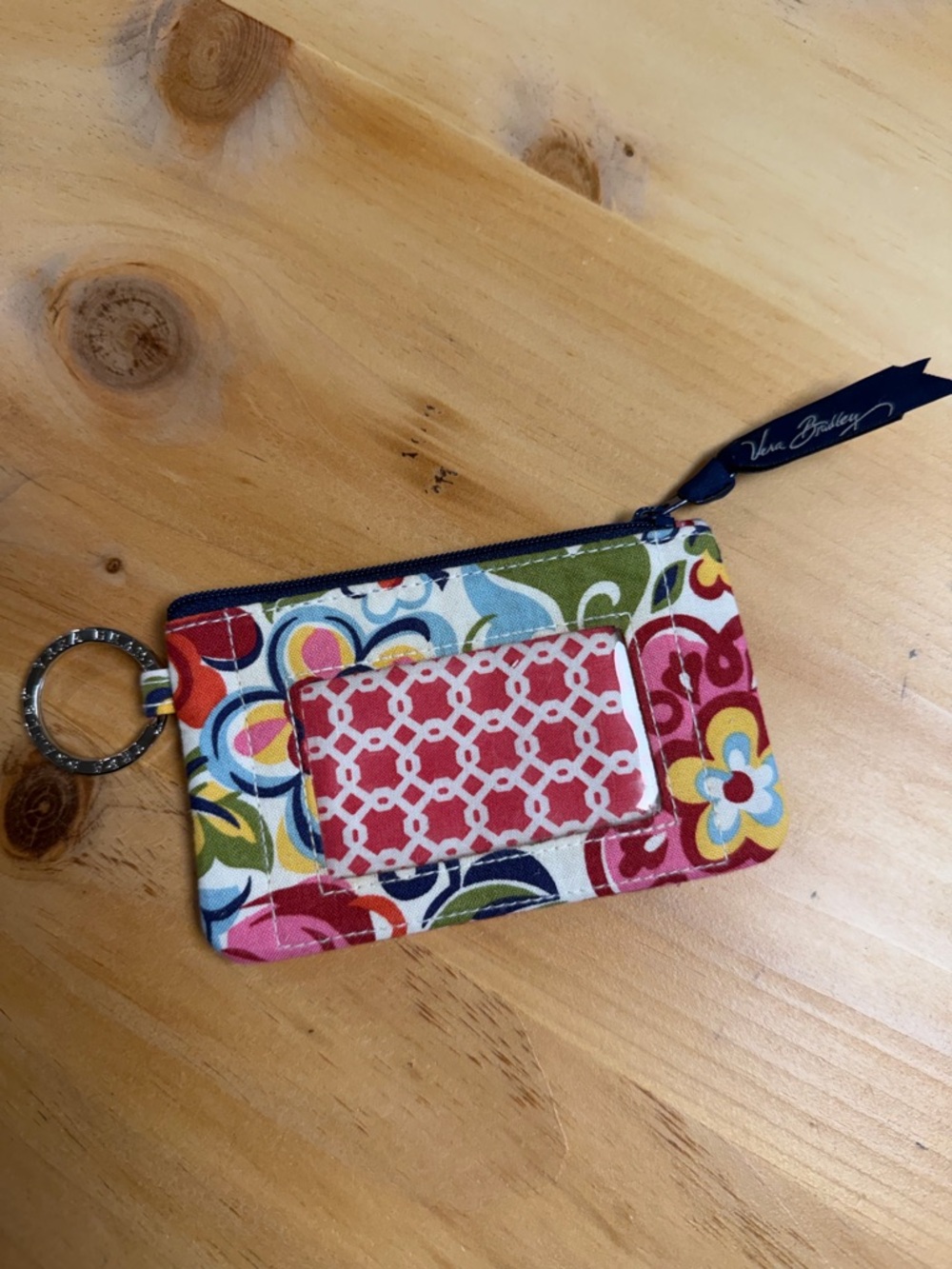 Vera Bradley Floral ID Zip Pouch - Red, Navy, Green, Yellow